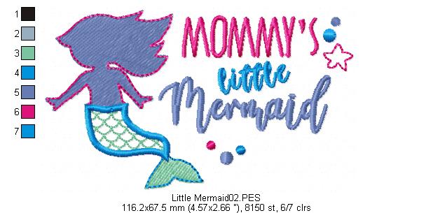 Mommy´s Little Mermaid - Applique - Machine Embroidery Design