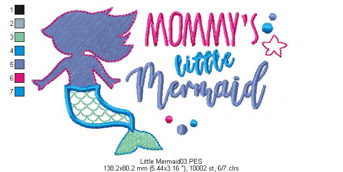 Mommy´s Little Mermaid - Applique - Machine Embroidery Design