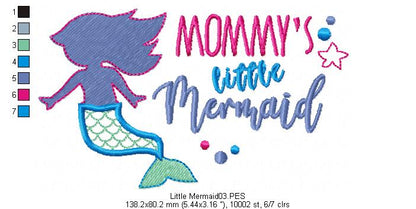 Mommy´s Little Mermaid - Applique - Machine Embroidery Design