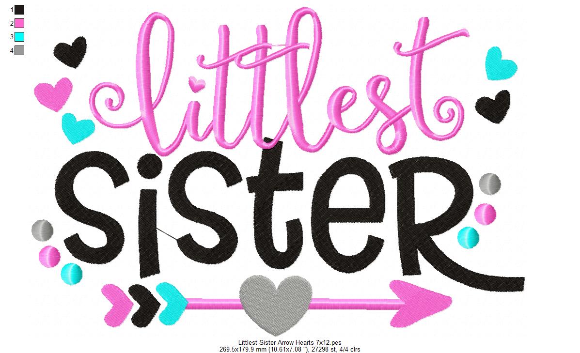 Littlest Sister Arrow Hearts – Fill Stitch – Machine Embroidery Design