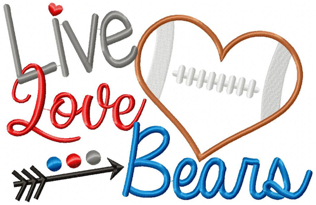 Football Live Love Bears - Applique
