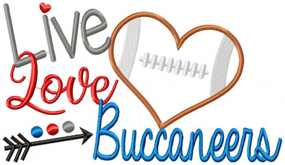 Football Live Love Buccaneers - Applique