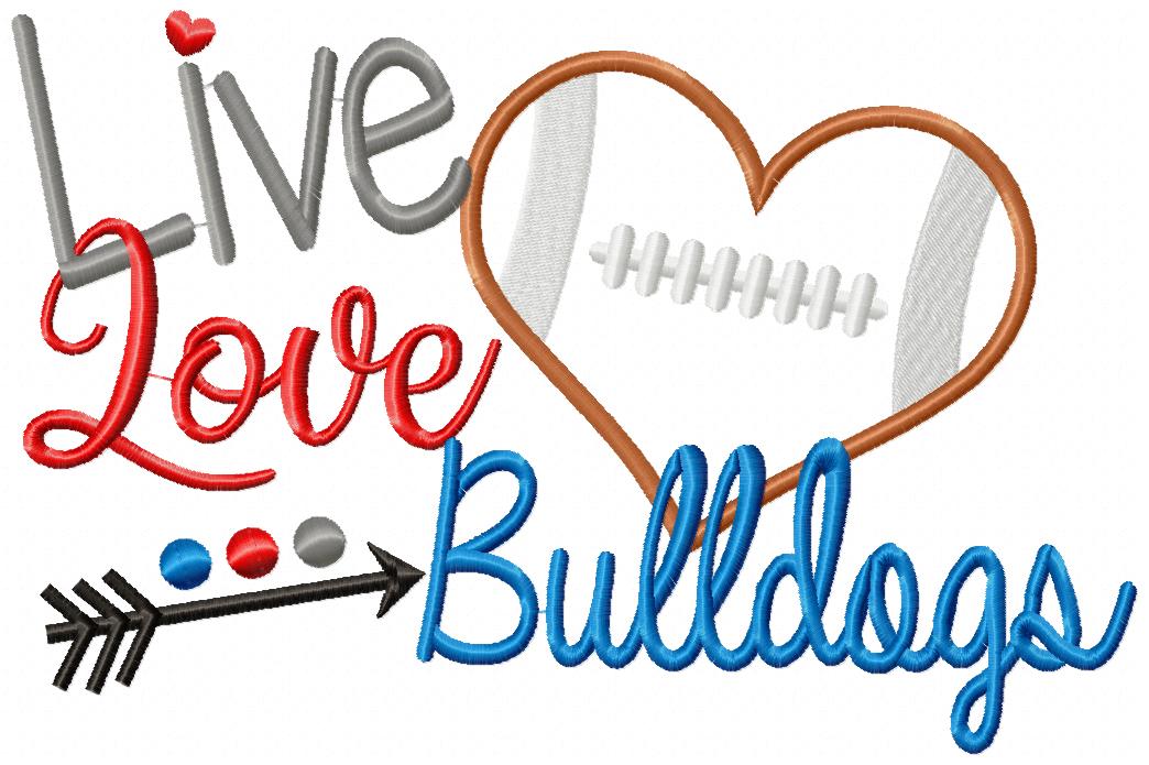 Live Love Bulldogs - Appliqué - Machine Embroidery Design