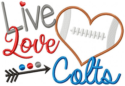 Football Live Love Colts - Applique