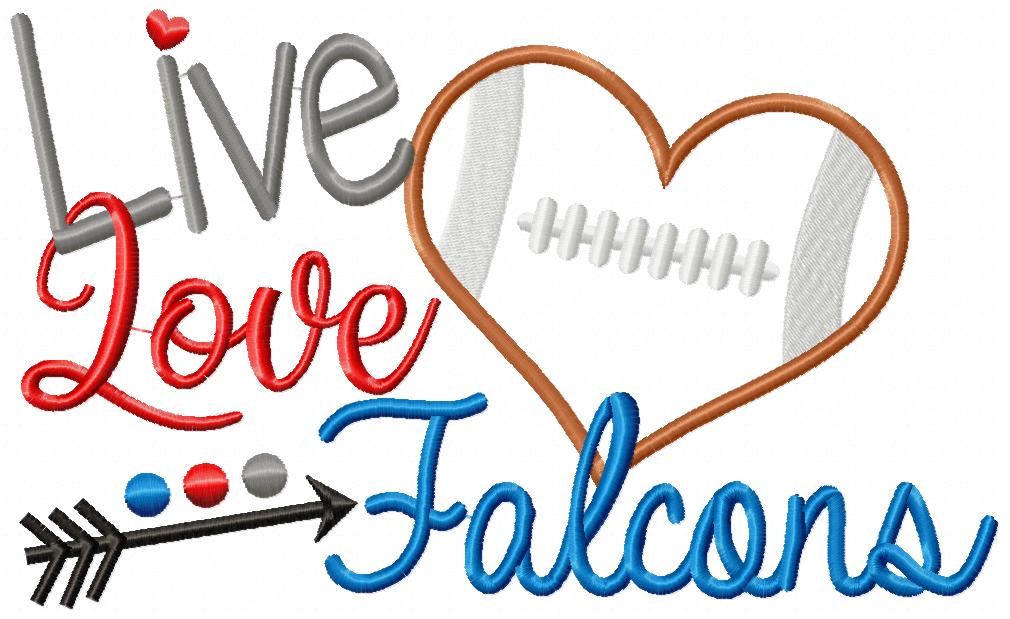 Football Live Love Falcons - Applique