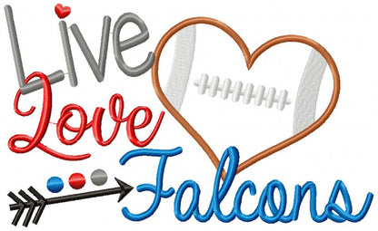 Football Live Love Falcons - Applique