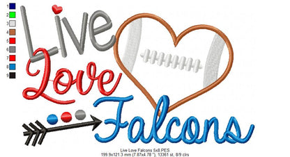 Football Live Love Falcons - Applique