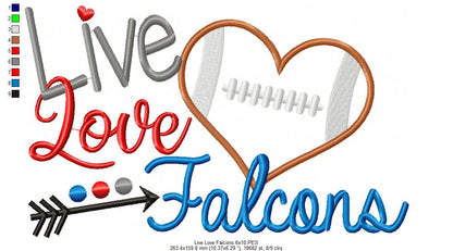 Football Live Love Falcons - Applique