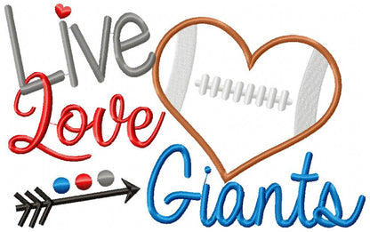 Football Live Love Giants - Applique