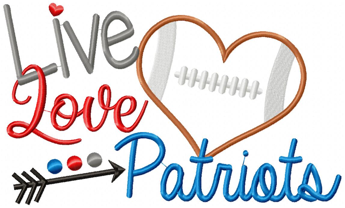 Football Live Love Patriots - Applique
