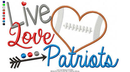 Football Live Love Patriots - Applique