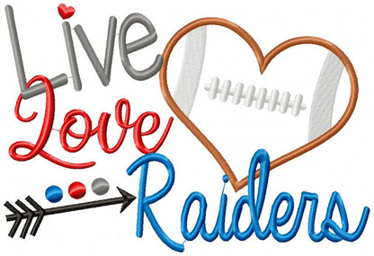 Football Live Love Raiders - Applique