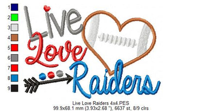 Football Live Love Raiders - Applique