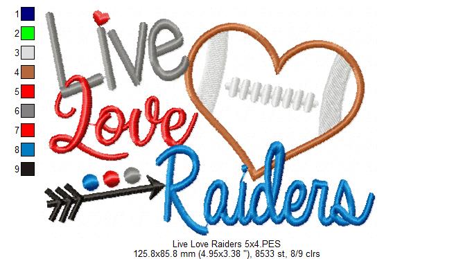 Football Live Love Raiders - Applique