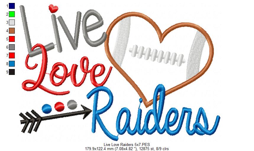 Football Live Love Raiders - Applique