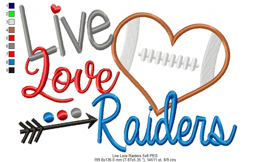Football Live Love Raiders - Applique
