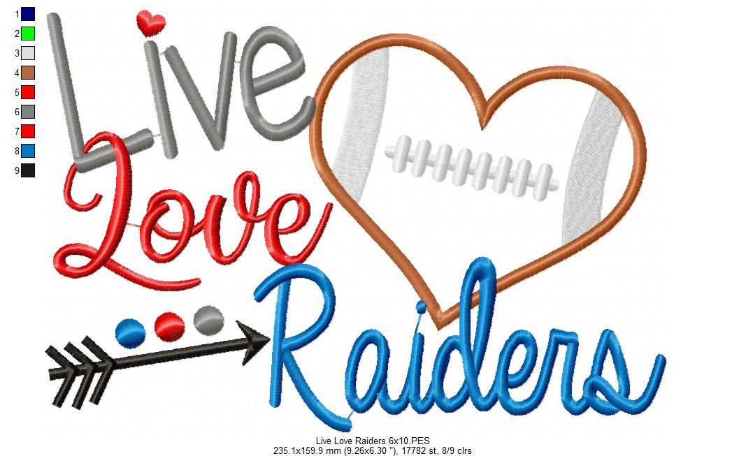 Football Live Love Raiders - Applique