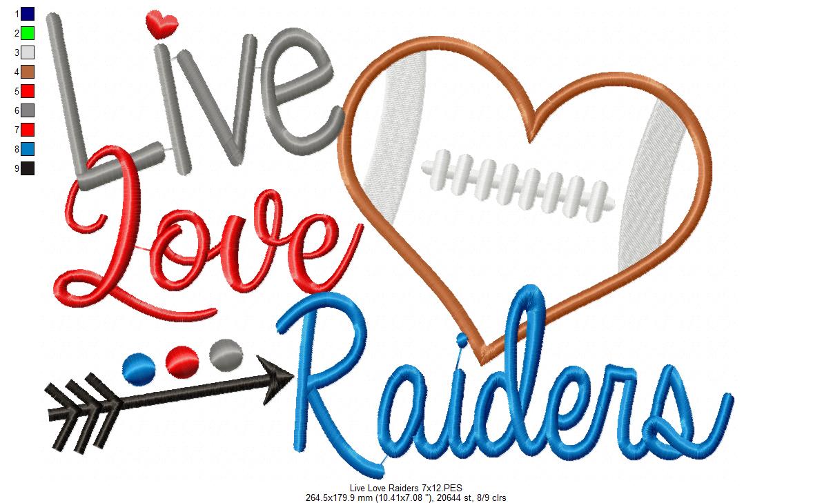 Football Live Love Raiders - Applique