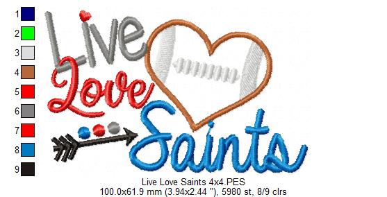 Football Live Love Saints - Applique