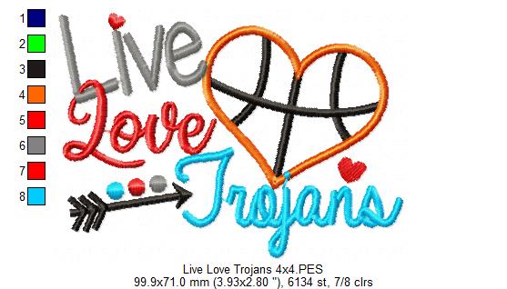 Basketball Live Love Trojans - Applique