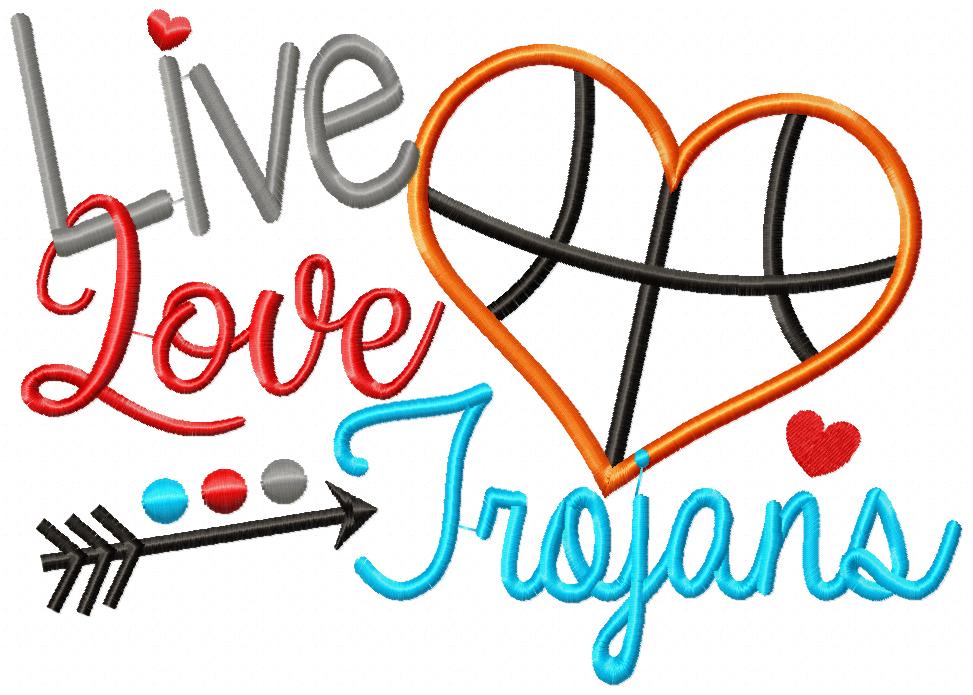 Basketball Live Love Trojans - Applique