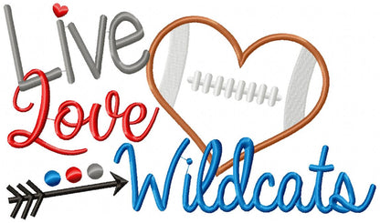 Football Live Love Wildcats - Applique
