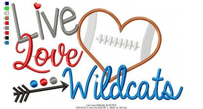 Football Live Love Wildcats - Applique