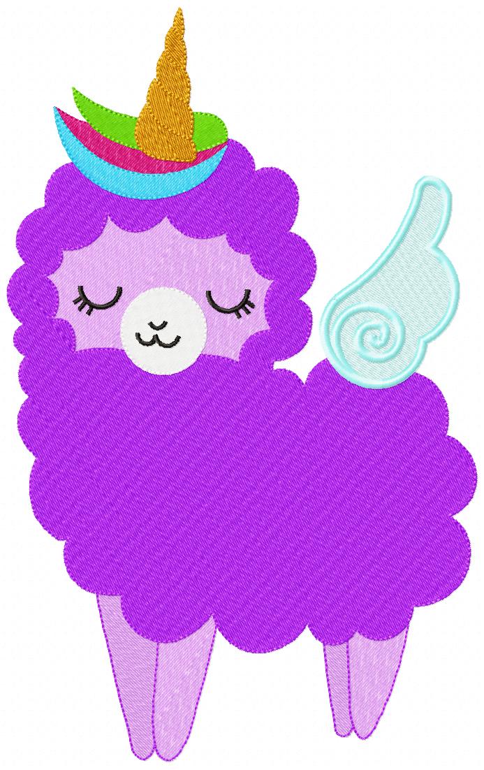 Magical Llama Unicorn – Fill Stitch – Machine Embroidery Design