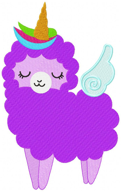 Magical Llama Unicorn – Fill Stitch – Machine Embroidery Design