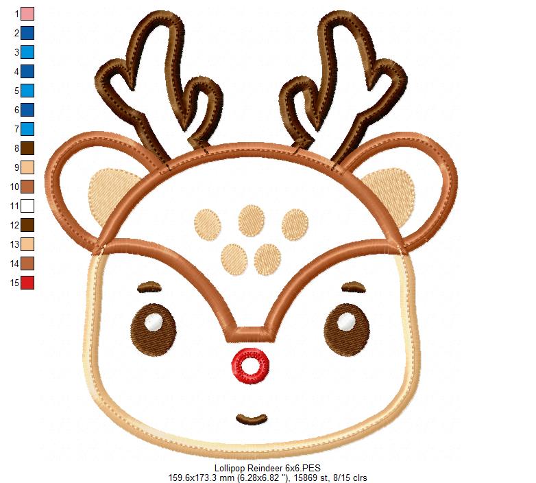Santa Claus and Rudolph Reindeer Brought you a Sweet Lollipop  - ITH Project - Machine Embroidery Design