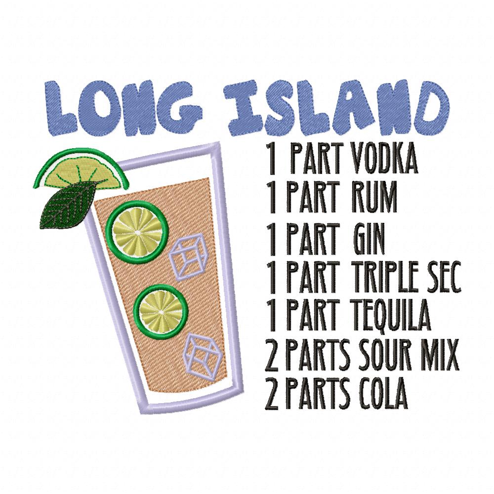 Long Island Recipe - Applique - Machine Embroidery Design
