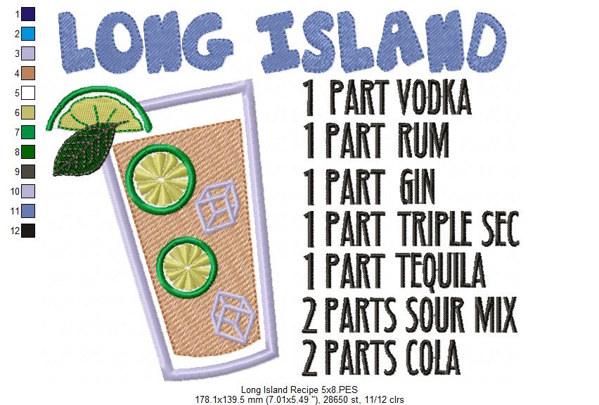 Long Island Recipe - Applique - Machine Embroidery Design