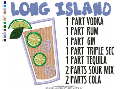 Long Island Recipe - Applique - Machine Embroidery Design