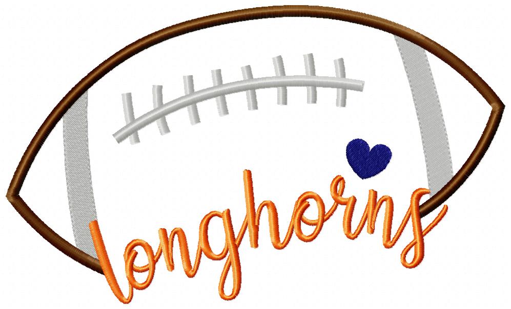 Longhorn Football Script - Satin Stitch – Machine Embroidery Design
