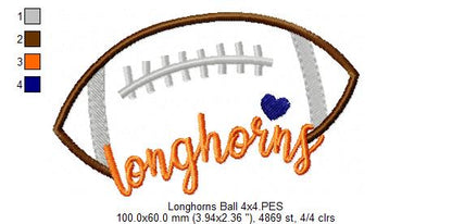 Longhorn Football Script - Satin Stitch – Machine Embroidery Design