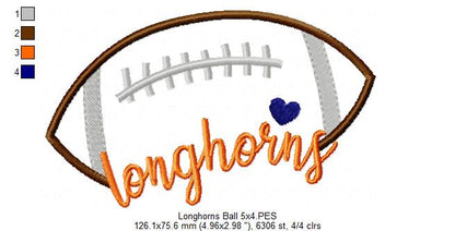 Longhorn Football Script - Satin Stitch – Machine Embroidery Design