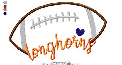 Longhorn Football Script - Satin Stitch – Machine Embroidery Design