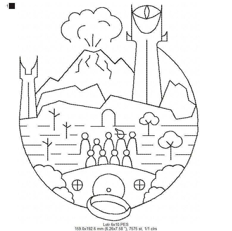 The Ring Fellowship - Redwork