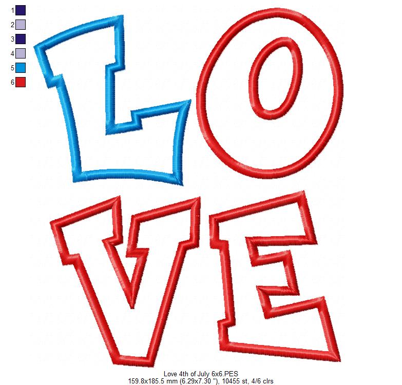 Love 4th of July - Applique