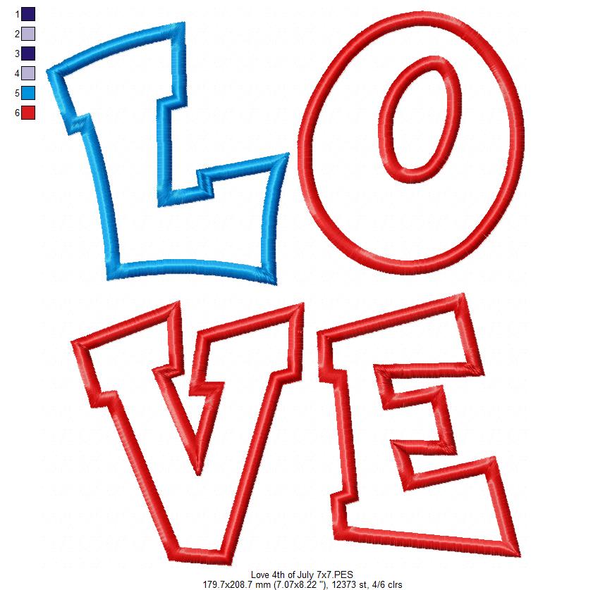 Love 4th of July - Applique