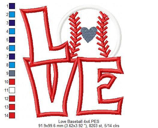 Love Baseball - Applique