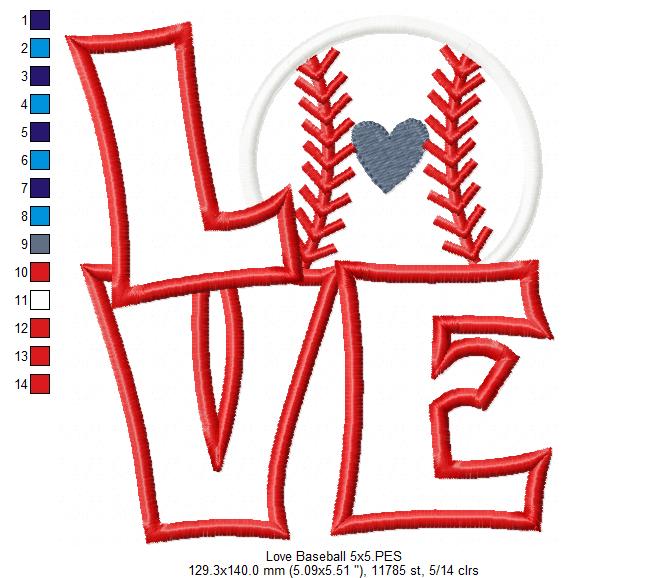 Love Baseball - Applique