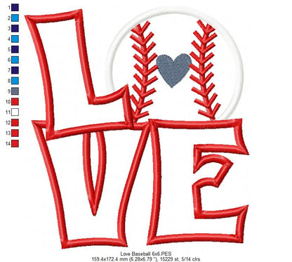 Love Baseball - Applique