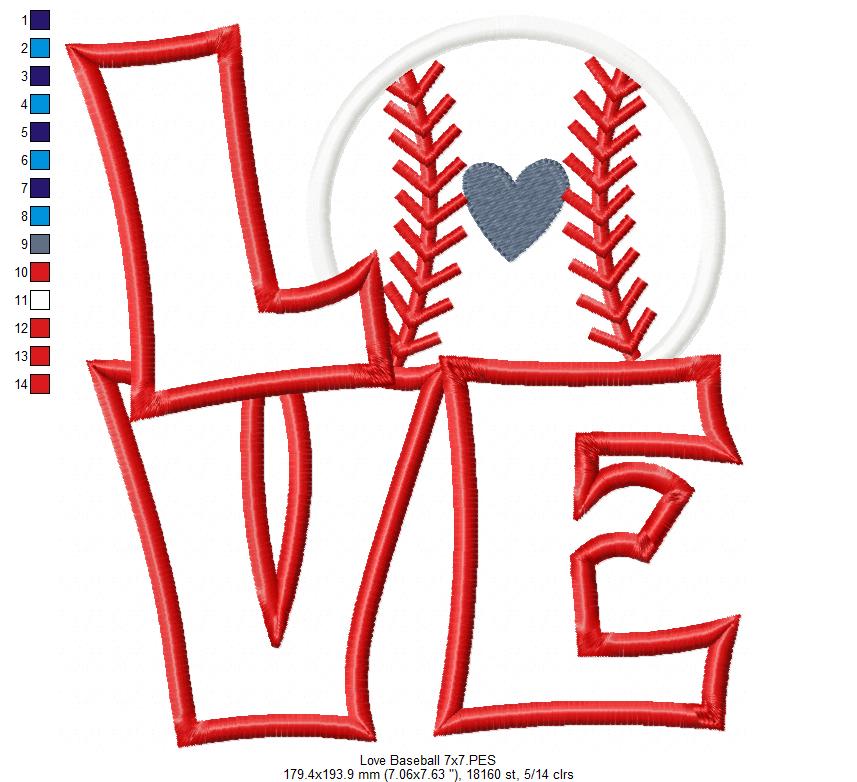 Love Baseball - Applique