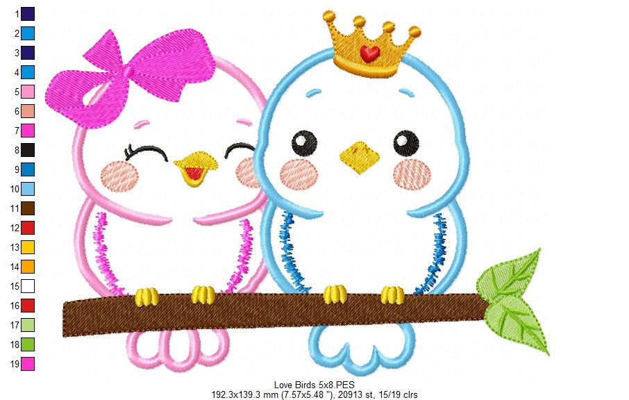 Love Birds - Applique Embroidery