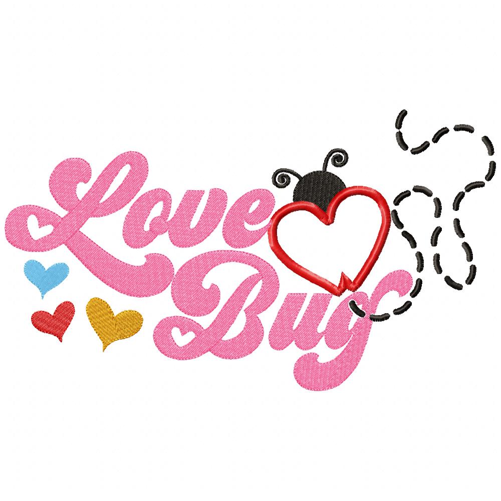 Love Bug Ladybug - Applique - Machine Embroidery Design
