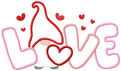 Valentines Love Gnome - Applique
