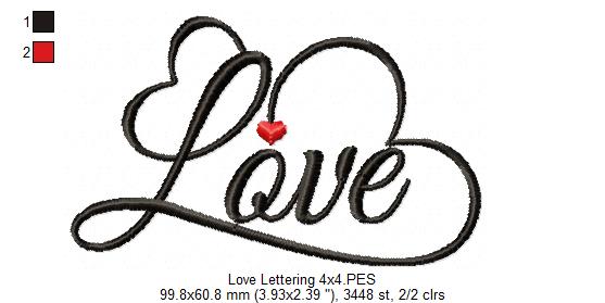 Love Lettering  - Fill Stitch - Machine Embroidery Design