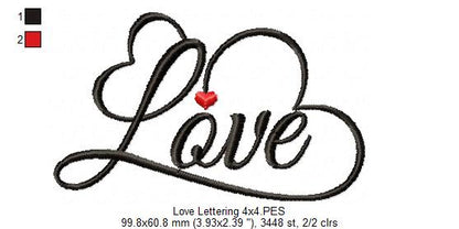 Love Lettering  - Fill Stitch - Machine Embroidery Design
