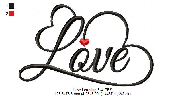 Love Lettering  - Fill Stitch - Machine Embroidery Design